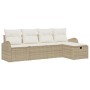 Conjunto de sofá de jardín con cojín 5 pcs beige y crema