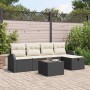 Conjunto de sofá de jardín con cojín 6 pcs Negro y crema