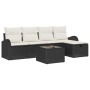 Conjunto de sofá de jardín con cojín 6 pcs Negro y crema