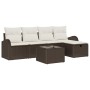 Conjunto de sofá de jardín con cojín 6 pcs Marrón y crema