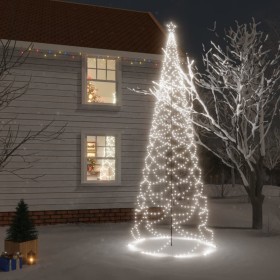 Árbol de Navidad con poste de metal 1400 LEDs blanco frío 5 m