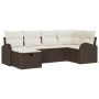 Conjunto de sofá de jardín con cojín 6 pcs Marrón y crema