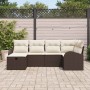 Conjunto de sofá de jardín con cojín 6 pcs Marrón y crema