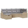 Conjunto de sofá de jardín con cojín 6 pcs beige y gris claro