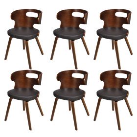 Sillas de comedor 6 uds cuero sintético marrón Sillas de comedor 6 uds cuero sintético marrón
