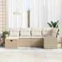 Conjunto de sofá de jardín con cojín 6 pcs beige y crema