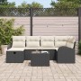 Conjunto de sofá de jardín con cojín 7 pcs Negro y crema