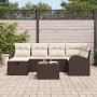 Conjunto de sofá de jardín con cojín 7 pcs Marrón y crema
