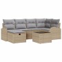 Conjunto de sofá de jardín con cojín 7 pcs beige y gris claro