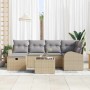 Conjunto de sofá de jardín con cojín 7 pcs beige y gris claro
