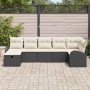 Conjunto de sofá de jardín con cojín 7 pcs Negro y crema