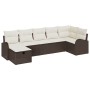 Conjunto de sofá de jardín con cojín 7 pcs Marrón y crema