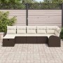 Conjunto de sofá de jardín con cojín 7 pcs Marrón y crema