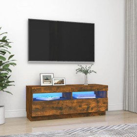 Mueble de TV con luces LED roble ahumado 100x35x40 cm