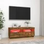 TV-Schrank mit LED-Leuchten, geräucherte Eiche, 100 x 35 x 40 cm von vidaXL, TV-Möbel - Ref: Foro24-815720, Preis: 51,04 €, R...