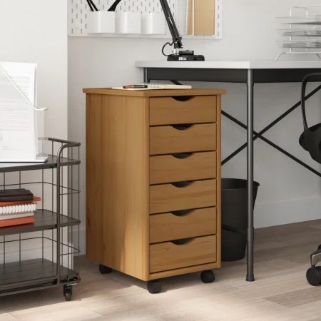 MOSS chest of drawers with wheels solid honey brown pine wood by vidaXL, Lockers and storage cabinets - Ref: Foro24-355888, P...