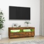 TV-Schrank mit LED-Leuchten, geräucherte Eiche, 100 x 35 x 40 cm von vidaXL, TV-Möbel - Ref: Foro24-815720, Preis: 59,36 €, R...