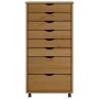 MOSS chest of drawers with wheels solid honey brown pine wood by vidaXL, Lockers and storage cabinets - Ref: Foro24-355897, P...