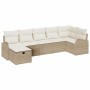 Conjunto de sofá de jardín con cojín 7 pcs beige y crema