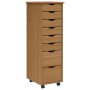 MOSS chest of drawers with wheels solid honey brown pine wood by vidaXL, Lockers and storage cabinets - Ref: Foro24-355894, P...
