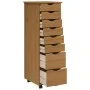 MOSS chest of drawers with wheels solid honey brown pine wood by vidaXL, Lockers and storage cabinets - Ref: Foro24-355894, P...