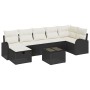 Conjunto de sofá de jardín con cojín 8 pcs Negro y crema