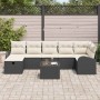 Conjunto de sofá de jardín con cojín 8 pcs Negro y crema
