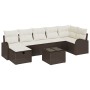 Conjunto de sofá de jardín con cojín 8 pcs Marrón y crema