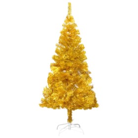 Árbol de Navidad artificial con soporte dorado PET 150 cm