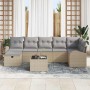 Conjunto de sofá de jardín con cojín 8 pcs beige y gris claro