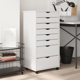 Cajonera con ruedas MOSS madera maciza de pino blanco by vidaXL, Lockers and storage cabinets - Ref: Foro24-355898, Price: 14...