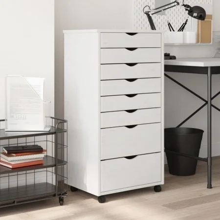 Cajonera con ruedas MOSS madera maciza de pino blanco by vidaXL, Lockers and storage cabinets - Ref: Foro24-355898, Price: 15...