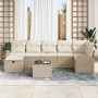 Conjunto de sofá de jardín con cojín 8 pcs beige y crema