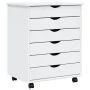 MOSS chest of drawers with wheels solid white pine wood by vidaXL, Lockers and storage cabinets - Ref: Foro24-355892, Price: ...