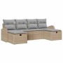 Conjunto de sofá de jardín con cojín 6 pcs beige y gris claro
