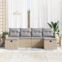 Conjunto de sofá de jardín con cojín 6 pcs beige y gris claro