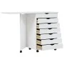 Chest of drawers with wheels and desk MOSS solid white pine wood by vidaXL, Lockers and storage cabinets - Ref: Foro24-355901...