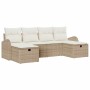Conjunto de sofá de jardín con cojín 6 pcs beige y crema