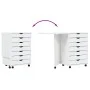 Chest of drawers with wheels and desk MOSS solid white pine wood by vidaXL, Lockers and storage cabinets - Ref: Foro24-355901...