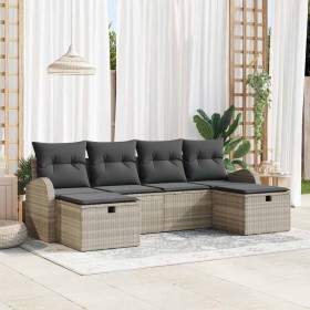 Conjunto de sofá de jardín 6 pcs Gris claro 234 x 117 x 85 cm