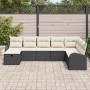 Conjunto de sofá de jardín con cojín 8 pcs Negro y crema
