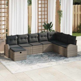 Conjunto de sofá de jardín 8 pcs Gris 289 x 179 x 85 cm