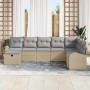 Conjunto de sofá de jardín con cojín 8 pcs beige y gris claro