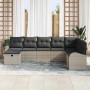 Conjunto de sofá de jardín 8 pcs Gris claro 289 x 179 x 85 cm