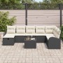Conjunto de sofá de jardín con cojín 9 pcs Negro y crema