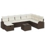 Conjunto de sofá de jardín con cojín 9 pcs Marrón y crema