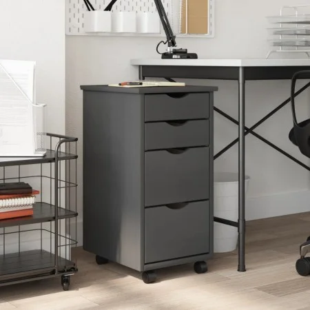 MOSS chest of drawers with wheels solid gray pine wood by vidaXL, Lockers and storage cabinets - Ref: Foro24-355905, Price: 7...