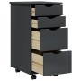 MOSS chest of drawers with wheels solid gray pine wood by vidaXL, Lockers and storage cabinets - Ref: Foro24-355905, Price: 7...