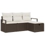 Conjunto de sofá de jardín con cojín 4 pcs Marrón y crema