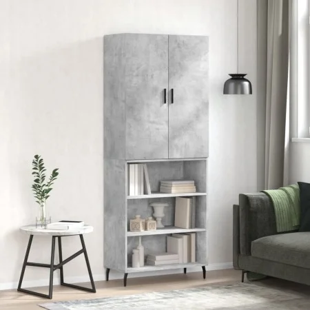 Aparador alto madera contrachapada gris hormigón 69,5x34x180 cm de vidaXL, Aparadores - Ref: Foro24-3196087, Precio: 119,57 €...